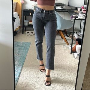 We The Free CRVY High-Rise Vintage Straight Jeans in Black size 26